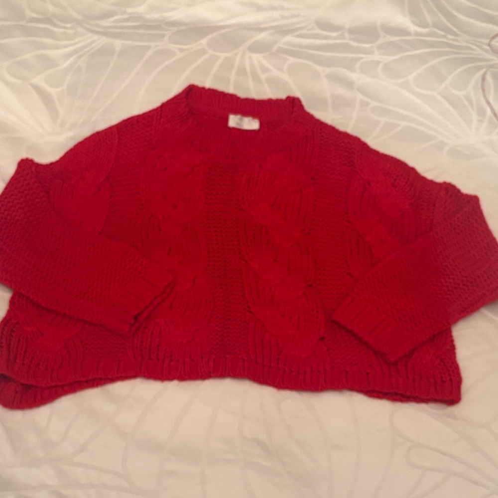 Red Cable Knit Sweater